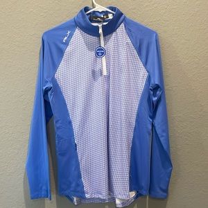 RLX Ralph Lauren Blue and White Women's Top